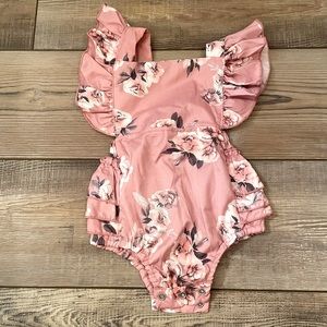 Floral Pink Kids One Piece Bodysuit